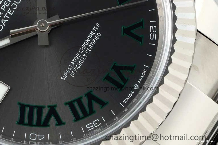 0212 DateJust 41 126334 NTF 1:1 Best Edition 904L Steel Gray Dial Green Roman on Oyster Bracelet VR ZeroBulk 2285